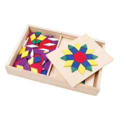 Set mozaic din lemn Tangram cu modele