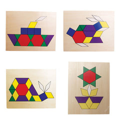 Set mozaic din lemn Tangram cu modele