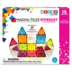 MAGNA-TILES Stardust cu sclipici si oglinzi, 15 piese