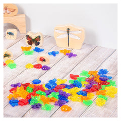 Set de sortare, Insecte translucide colorate, 96 piese