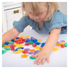 Set de sortare, Scoici translucide colorate, 72 piese