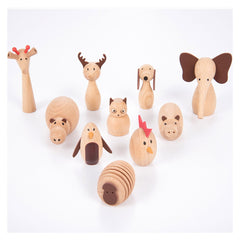 Animal Friends, set 10 animalute din lemn, TickiT