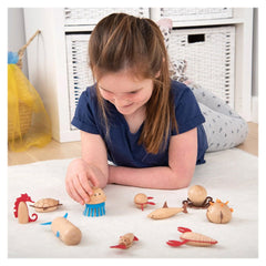 Sea Creatures, set 10 animale marine din lemn