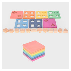Shape Stacker, placi din lemn cu forme pentru sortat