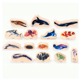 Blocuri din lemn cu Animale marine, 15 piese, TickiT