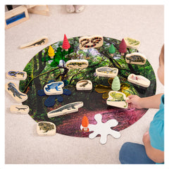 Blocuri din lemn cu Reptile si Amfibieni, 15 piese, TickiT