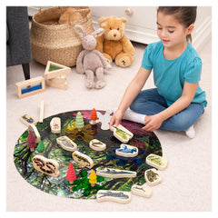 Blocuri din lemn cu Reptile si Amfibieni, 15 piese, TickiT