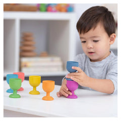 Cupe colorate din lemn, set 7 buc., TickiT