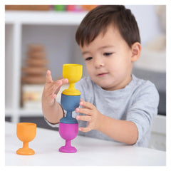 Cupe colorate din lemn, set 7 buc., TickiT