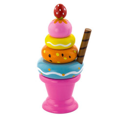 Inghetata melba din lemn Montessori (roz)