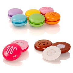 Macarons din lemn, set 8 bucati