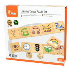 Puzzle de asociere din lemn, Invatam simturile