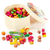 Margele de insirat din lemn, 210 buc., Viga Toys