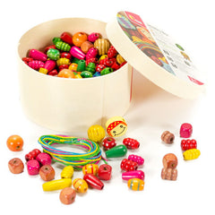 Margele de insirat din lemn, 210 buc., Viga Toys