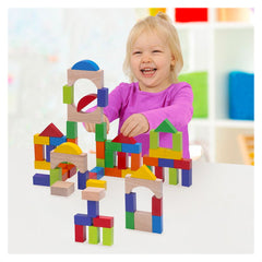 Cuburi constructie din lemn, 75 piese, Wonderworld