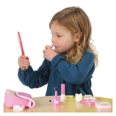 Pinky cosmetic set cu accesorii din lemn, Wonderworld