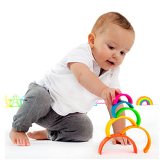Rainbow, joc montessori de stivuire, 6 piese, neon
