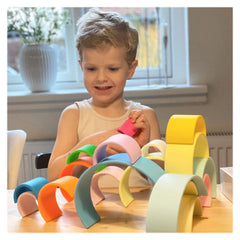 Rainbow, joc montessori de stivuire, 12 buc, nordic
