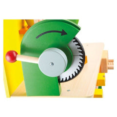 Banc de lucru din lemn cu fierastrau circular