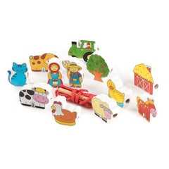 Margele de insirat din lemn, Ferma, Viga Toys