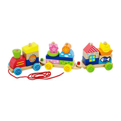 Puzzle trenulet din lemn cu cuburi